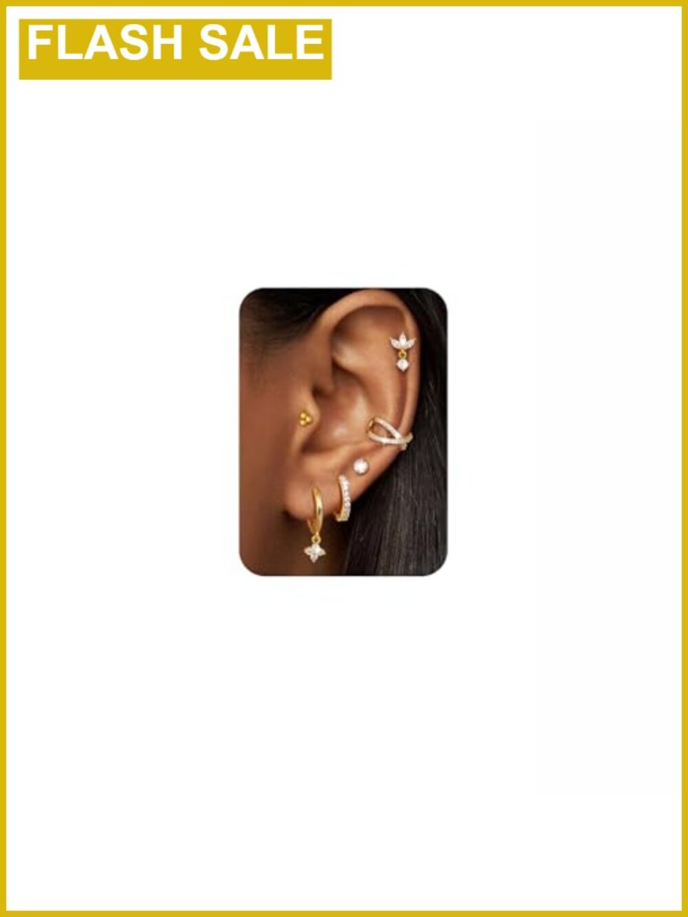 14K Gold Plated Earring Stack Set for Women - Hypoallergenic Surgical Stainless